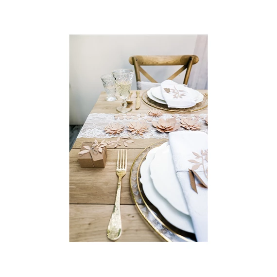 Ág levelekkel dekoráció púderrózsaszín S/9