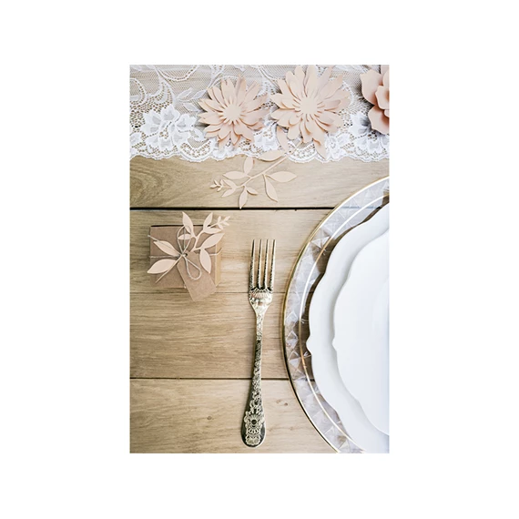 Ág levelekkel dekoráció púderrózsaszín S/9