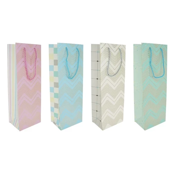 Ajándéktasak cikkcakk mintával 12x35x9 cm 4 féle