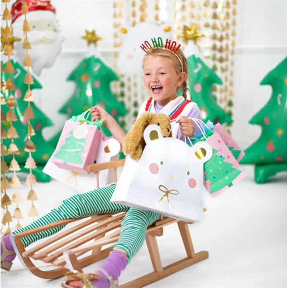 Ajándéktasak karácsonyfa mix 14x20,5x8 cm