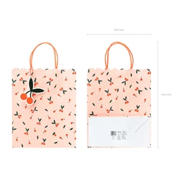 Ajándéktasakok cseresznye mintával, vegyes, 26x32x13 cm