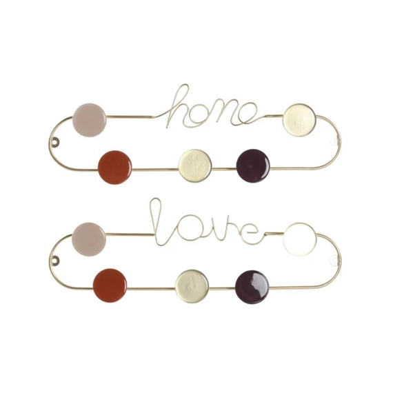 Akasztó falra "Home" és "Love" felirat 43x13x6 cm 2 féle