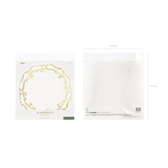 Alátétek arany díszítéssel, fehér, 35,5 cm S/6
