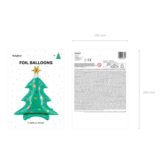 Álló fólia lufi karácsonyfa 78x94 cm mix