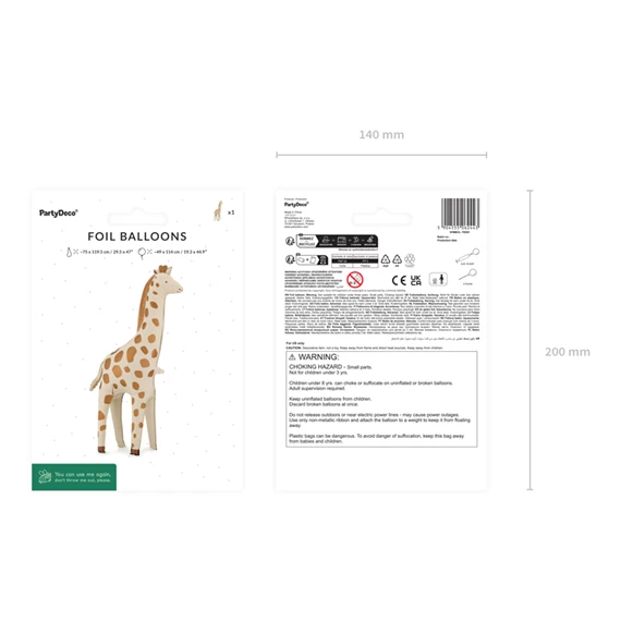 Álló fólia lufi zsiráf 49x114 cm mix