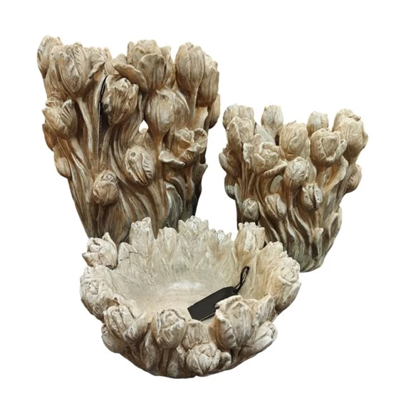 Asztali kínáló tulipánokkal, kopott hatású 23x23x10 cm