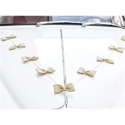 Autó dekorációs készlet masnik, zsákvászon