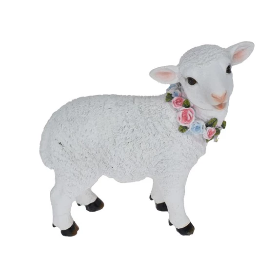 Bárány virágkoszorúval álló 19x9x18,5 cm