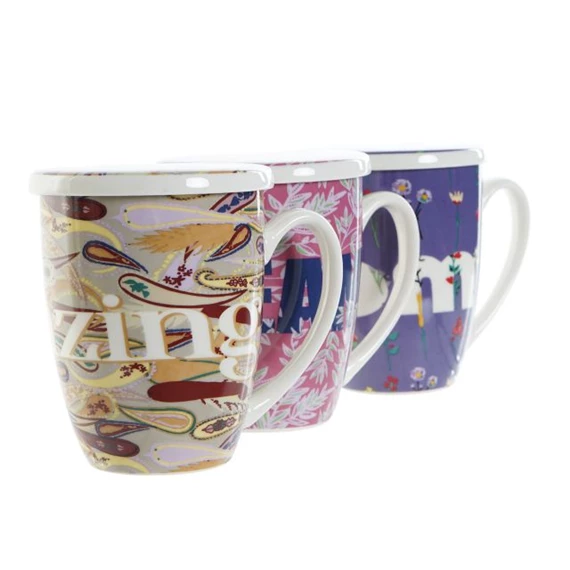 Bögre feliratos, teás 12x9x11,5 cm 380 ml 3 féle