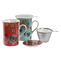 Bögre teás, virágos 11x8,5x11 cm 280 ml 2 féle