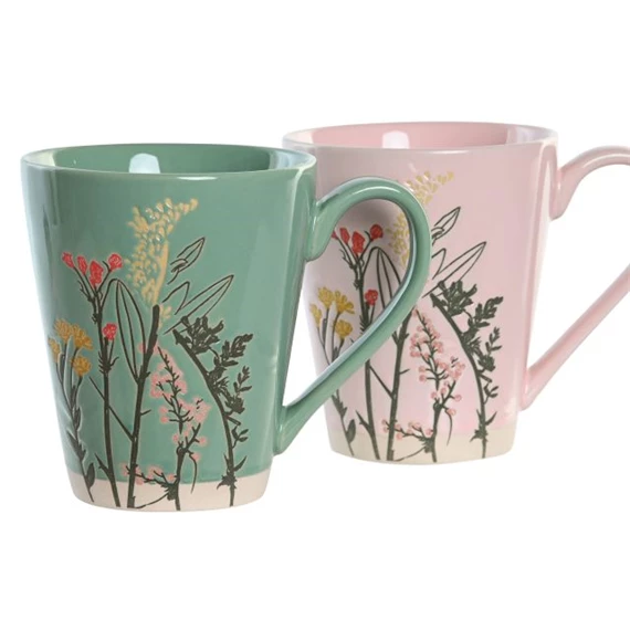 Bögre virágos 13x9,5x11 cm 350 ml 2 féle