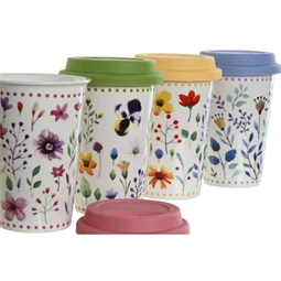 Bögre virágos 10x10x14 cm 400 ml 4 féle