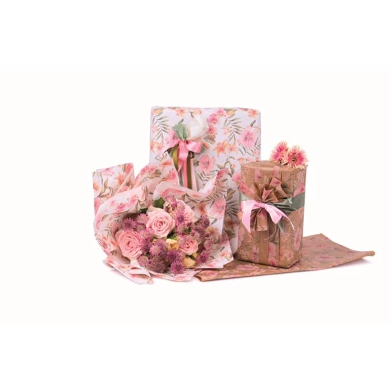 Csomagolópapír virág mintával, vízálló 0,8x20 m