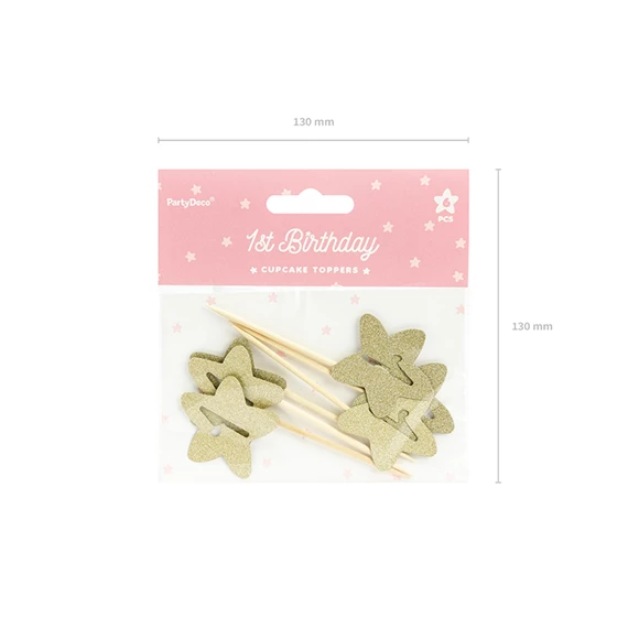 Cupcake dísz 1, születésnap arany 10 cm S/6
