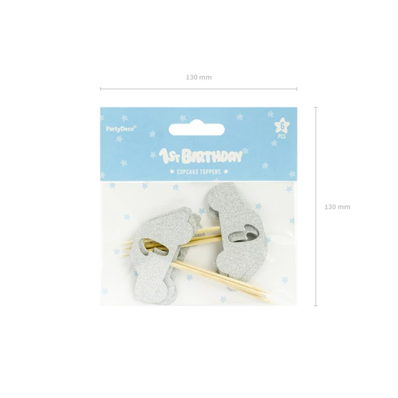 Cupcake dísz 1. születésnap, ezüst S/6