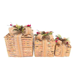 Dekoráció LED-es ajándékdoboz szett 27x27x31 cm S/3