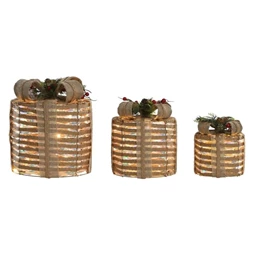 Dekoráció LED-es ajándékdoboz szett 25x25x30 cm S/3