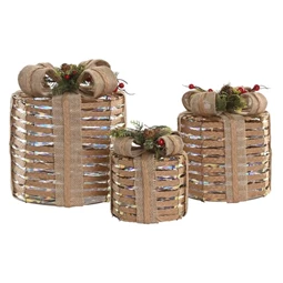 Dekoráció LED-es ajándékdoboz szett 25x25x30 cm S/3