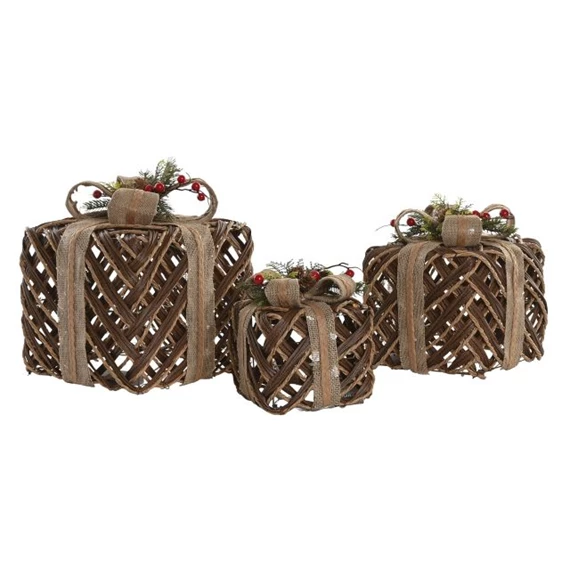 Dekoráció LED-es ajándékdoboz szett 28x28x31 cm S/3