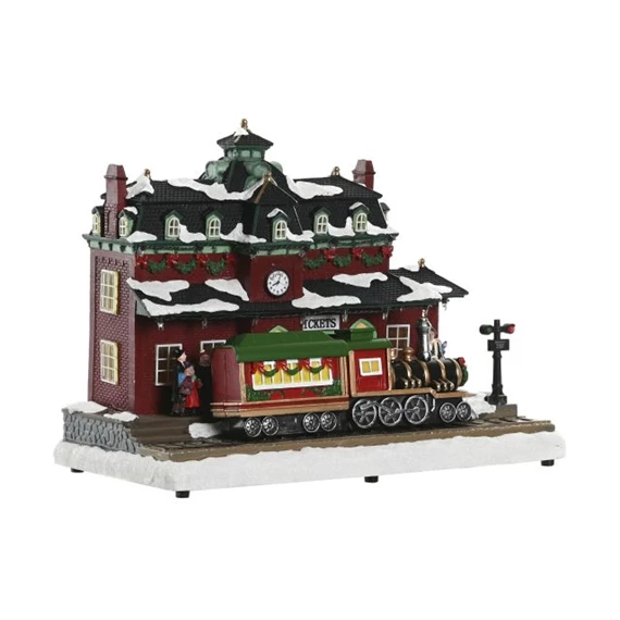 Dekoráció LED-es ház, zenélő, mozgó 32x16x30 cm