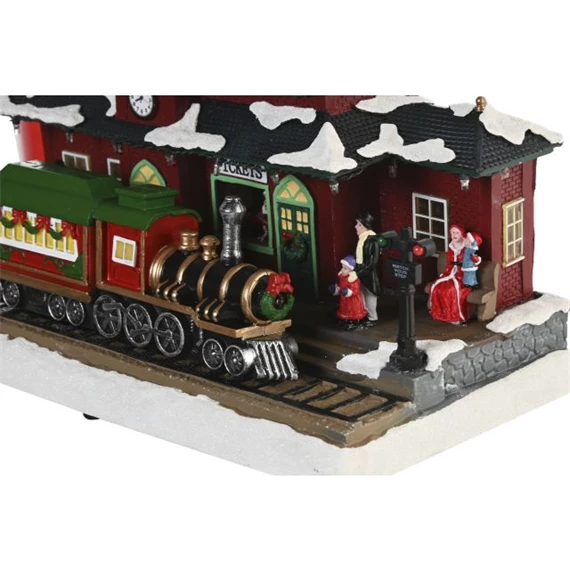 Dekoráció LED-es ház, zenélő, mozgó 32x16x30 cm