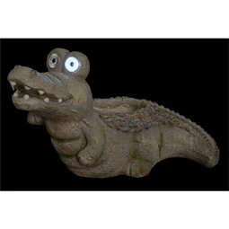 Szolár krokodil dekoráció, LED-es 45x21x27 cm