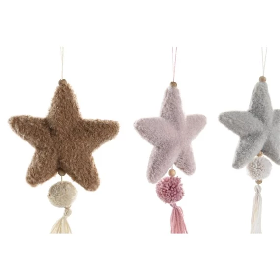 Dekoráció akasztós csillag 14x4x26 cm 3 féle