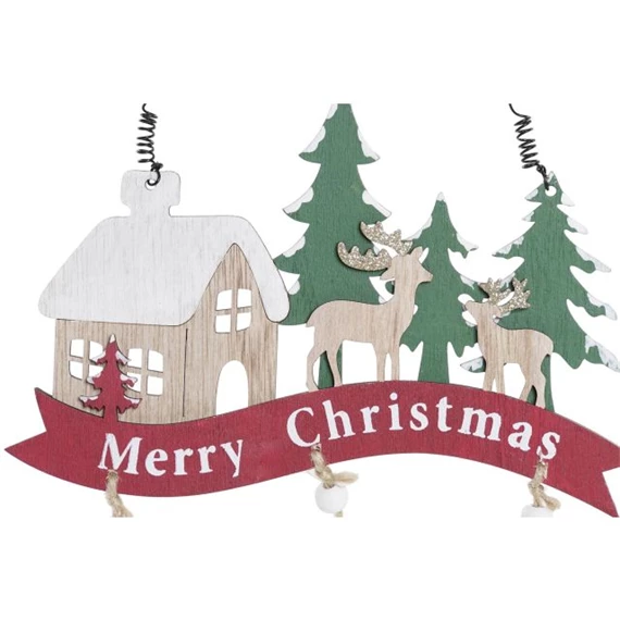 Dekoráció "Merry Christmas" felirattal, akasztós 20x2x35 cm 2 féle