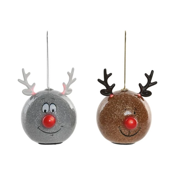 Dekoráció akasztós rénszarvas LED-es 8x9,5x10,5 cm 2 féle