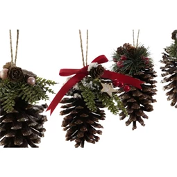 Dekoráció akasztós toboz 10x12x22 cm 4 féle