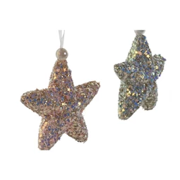 Dekoráció csillag akasztós 9x4x16 cm 2 féle