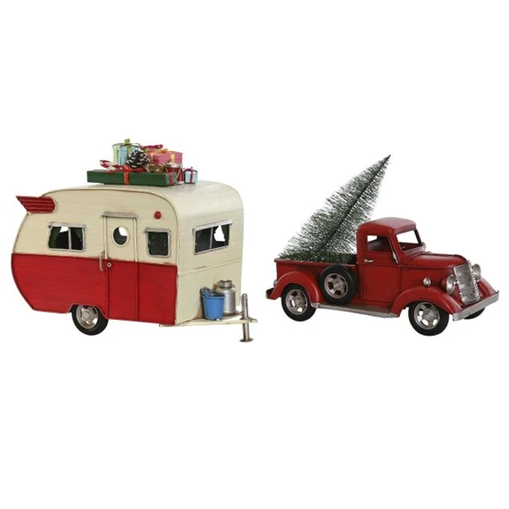 Dekoráció jármű utánfutóval 73x19x28,5 cm