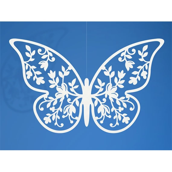Dekoráció pillangó papír 8x5cm fehér S/10