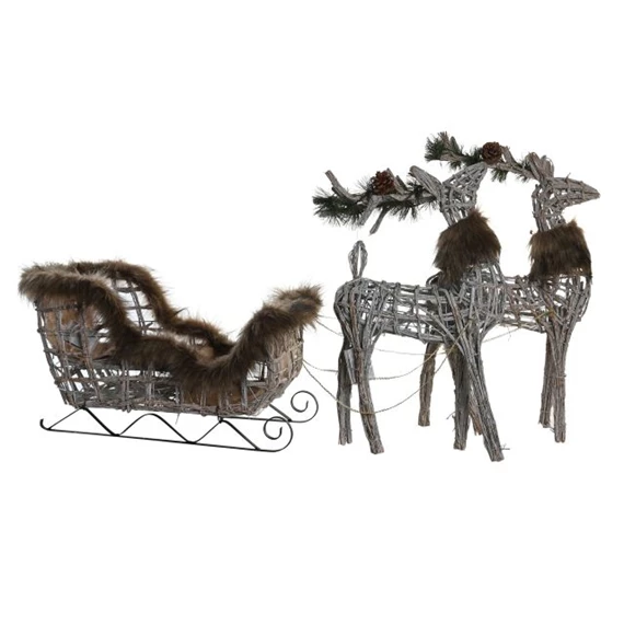 Dekoráció szett LED-es rénszarvas 58x30x30 cm S/3