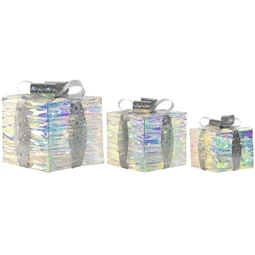 Dekoráció szett ajándékdoboz 20 LED-es 25x25x28 cm S/3