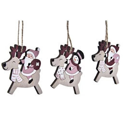 Dekoráció szett, akasztós rénszarvas, hintaló 21x8,2x1,5 cm 2 féle S/3