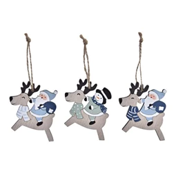 Dekoráció szett akasztós rénszarvas 21x8x1,5 cm S/3