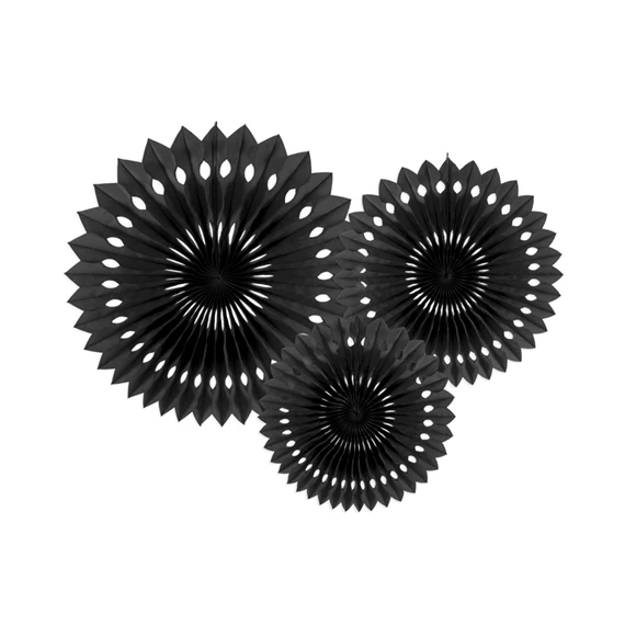 Dekorációs rozetták fekete 20-30 cm S/3