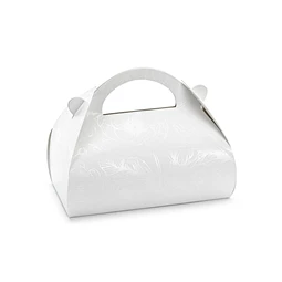 Dekoratív tortadobozok - Gyöngyház virág, 16x15x8 cm fehér S/10