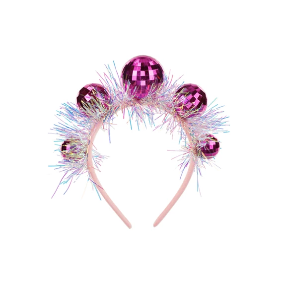 Diszkógömb fejpánt 17.5x17.5 cm rózsaszín