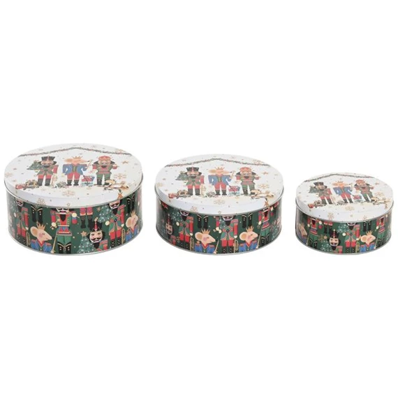 Doboz szett diótörő mintával 20x20x9 cm S/3