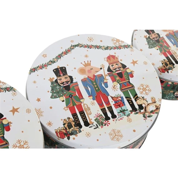 Doboz szett diótörő mintával 20x20x9 cm S/3