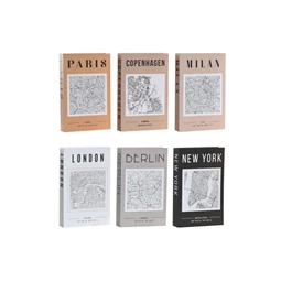 Doboz szett könyv alakú, városok 17x4,2x26,5 cm 6 féle