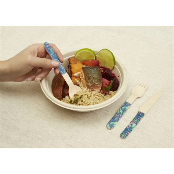 Eldobható evőeszköz készlet, virágos S/30