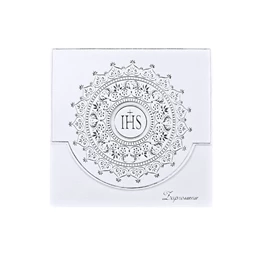 Elsőáldozási meghívó ezüst, díszített S/10