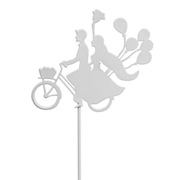 Esküvői pár biciklin, betűzős 9x7,5 cm S/6