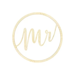 Fa dekor Mr+MRS felirat akasztós 38 cm natúr S/2