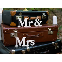 Fa felirat mr & mrs fehér 50x9,5 cm