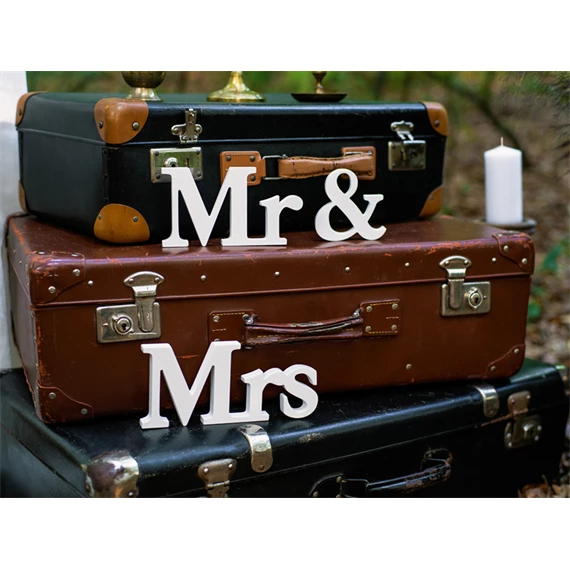 Fa felirat mr & mrs fehér 50x9,5 cm