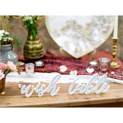 Fa felirat wish asztal fehér 40x10 cm